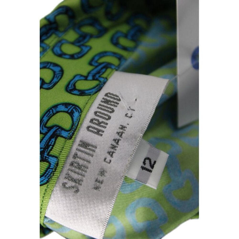 Skirtin Around Womens Shirt Dress Green Silk Long Sleeve Button Mini Size 12 - Picture 4 of 4
